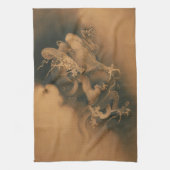 Twee Dragons in Clouds  Theedoek (Verticaal)