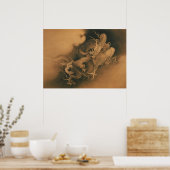 Twee Dragons in de wolken  Japans Poster (Keuken)