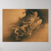 Twee Dragons in de wolken  Japans Poster (Voorkant)