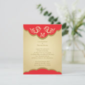 Twee dragons Monogrammed Asian Wedding Invitation Kaart (Staand voorkant)