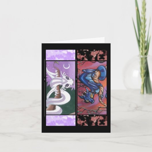 Twee draken Bladwijzer Wenskaart Kaart (Voorkant)
