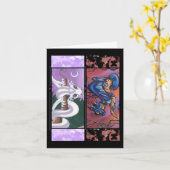 Twee draken Bladwijzer Wenskaart Kaart (Gele Bloem)