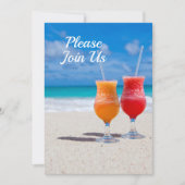 Twee Dranken Strandfeest Thema Kaart (Voorkant)