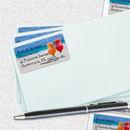 Twee drankjes op het strand adreslabels etiket