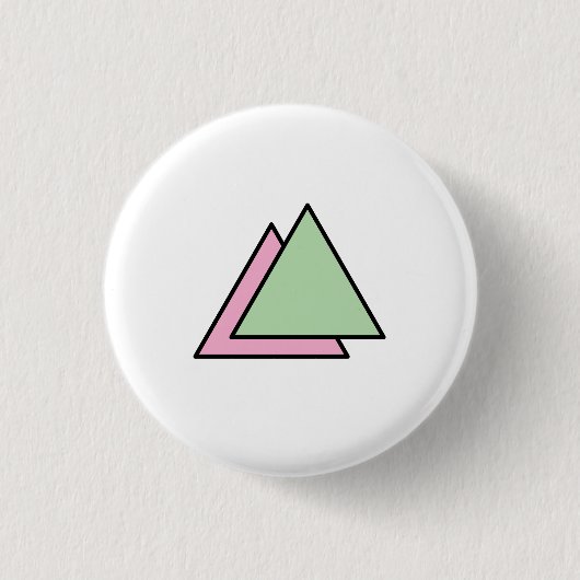 Twee driehoek ketting ronde button 3,2 cm (Voorkant)