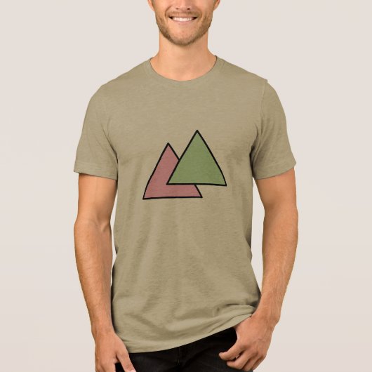 Twee driehoek ketting Tri-Blend shirt (Voorkant)