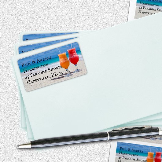 Twee Drinken op de Adresetiketten van de Beach Etiket