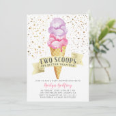 Twee dubbele luiken in het Baby shower Ice Cream Kaart (Staand voorkant)