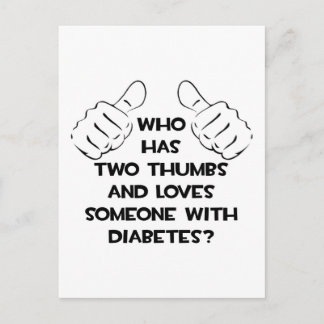 Twee duimen en houdt van iemand met diabetes briefkaart