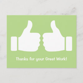 Twee duimen omhoog Bedankt voor je geweldige werk Briefkaart