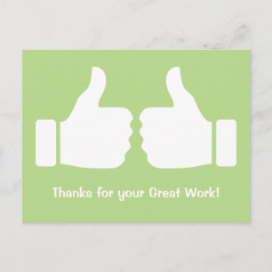 Twee duimen omhoog Bedankt voor uw geweldige werk Briefkaart