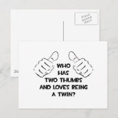 Twee duimen ... Twin Briefkaart (Voorkant / Achterkant)