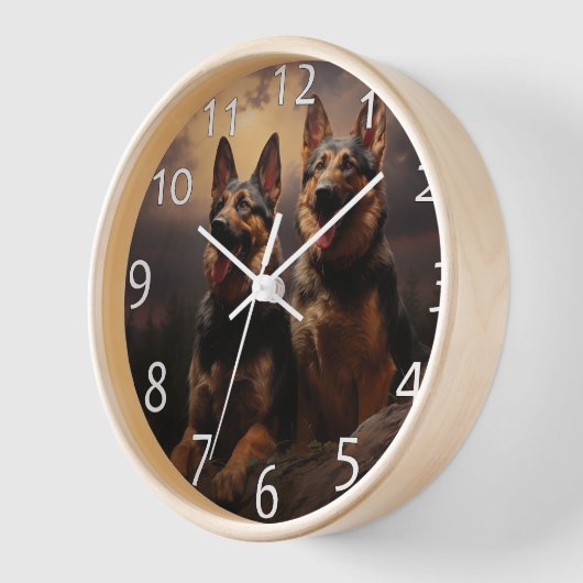 Twee Duitse herders bij zonsondergang (Hoek)