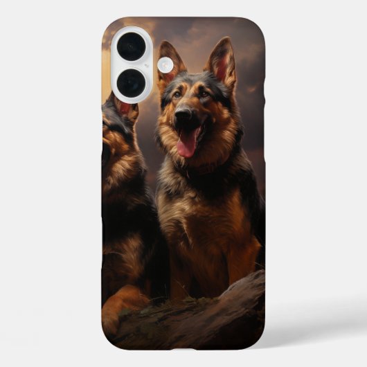 Twee Duitse herders bij zonsondergang Case-Mate iPhone Case (Achterkant)