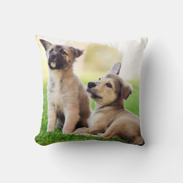 Twee Duitse Puppies Kussen (Voorkant)