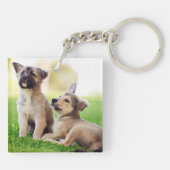 Twee Duitse Puppies Sleutelhanger (Achterkant)