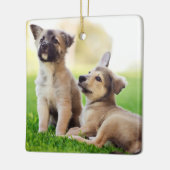 Twee Duitse Puppies van Shepherd Keramisch Ornament (Links)