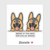 Twee Duitse Shepherd Dog Cartoon voegt naamtekst t Sticker (Vel)