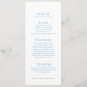 Twee duiven blauw en wittebruiloft diner menu (Achterkant)