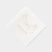 Twee duiven met lint en trouwringen folie servetten (Rechts)