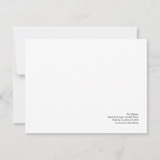 Twee duiven. Roath Park Lake, Cardiff, Wales (Achterkant)