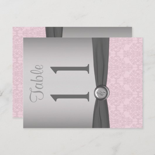 Twee dunne roze en grijze Damasertabel Briefkaart (Voorkant / Achterkant)