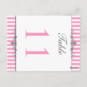 Twee dunne roze en witte stripte tabelnummers briefkaart (Achterkant)