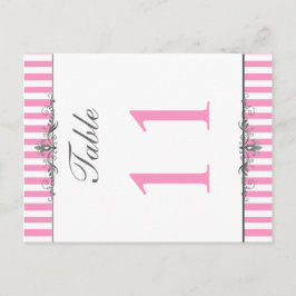 Twee dunne roze en witte stripte tabelnummers briefkaart