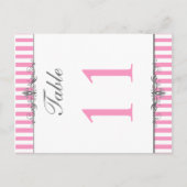 Twee dunne roze en witte stripte tabelnummers briefkaart (Voorkant)