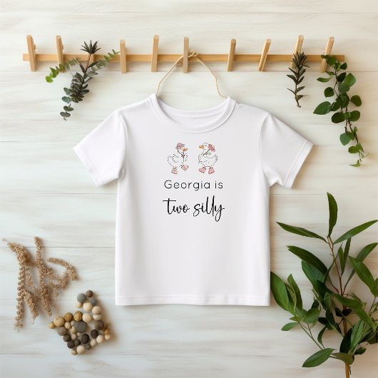 Twee Dwaas Gans Roze Verjaardag Kinder Shirts