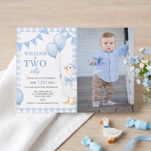 Twee dwaze blauwe geruite jongen 2e verjaardagsuit