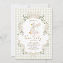 Twee Dwaze Gans Beige Strik Meisje 2e Verjaardag
