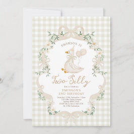 Twee Dwaze Gans Beige Strik Meisje 2e Verjaardag Kaart