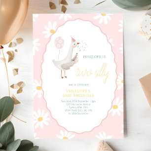 Twee Dwaze Gans Daisy Meisje 2e Verjaardag Kaart
