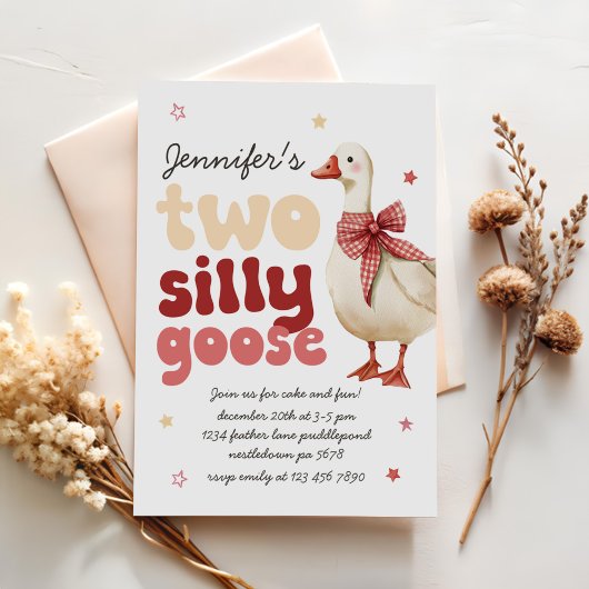 Twee Dwaze Gans Kerstboog 2e Verjaardag Kaart