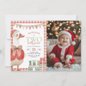 Twee Dwaze Gans Kerstmis 2e Verjaardag Foto Kaart (Voorkant)