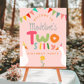Twee Dwaze Gans Meisjes 2de Verjaardag Welkomstbor Perfect Poster