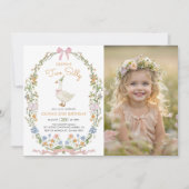 Twee Dwaze Gans Wilde Bloem 2e Verjaardagsfoto Kaart (Voorkant)