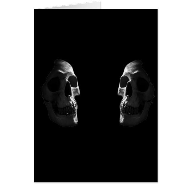 Twee echte glimlende schedels (Voorkant)