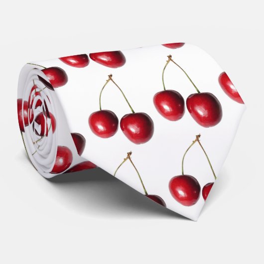 twee echte kersen stropdas (Opgerold)
