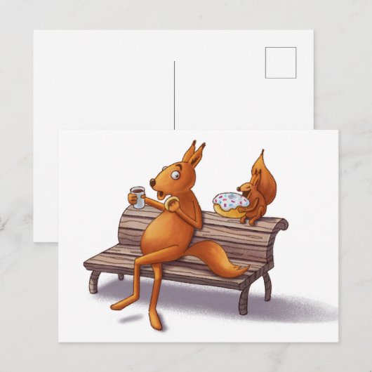 Twee eekhoorns feestdagenkaart (Voorkant / Achterkant)