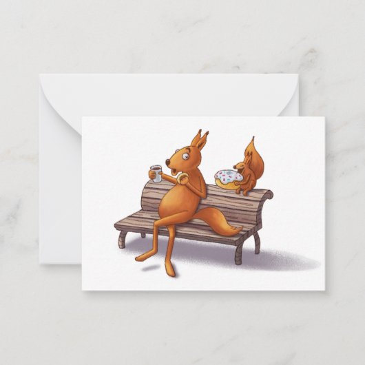 Twee eekhoorns notitiekaartje (Voorkant)