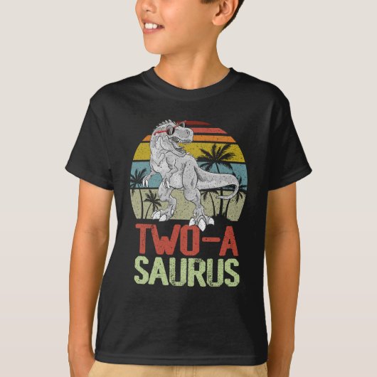 Twee een Saurus Birthday T Rex Dino 2nd Dinosaur T-shirt (Voorkant)