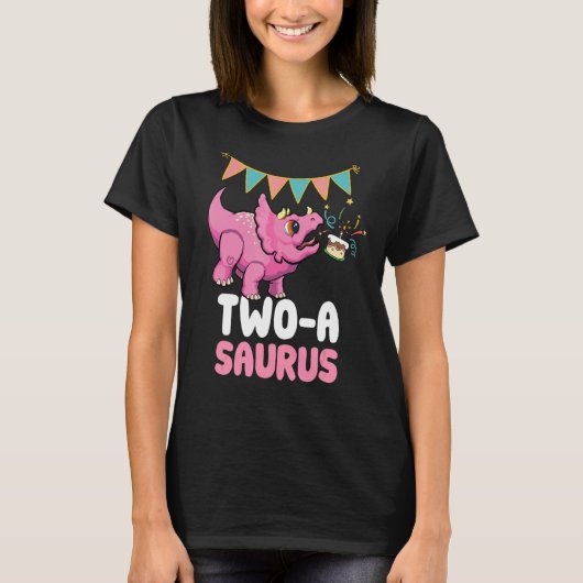 Twee Een Saurus Dinosaur Leuke Kiddo Triceratops 1 T-shirt (Voorkant)