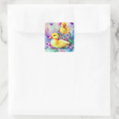 Twee Eenden in Waterverf Vierkante Sticker (Tas)