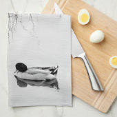 Twee eenden in zwart-wit theedoek (Quarter Fold)