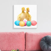 Twee eenden met paaseieren canvas afdruk (Insitu (Woonkamer))