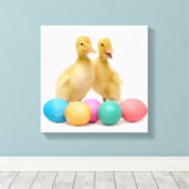 Twee eenden met paaseieren canvas afdruk (Insitu (Houten vloer))