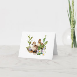 Twee eendjes met bloemen BLANK Kaart