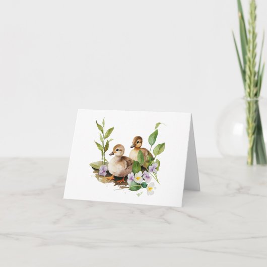 Twee eendjes met bloemen BLANK Kaart (Voorkant)